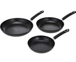 Hard Anodized Non-stick 3-PIECE Skillet Set, 8-INCH, 9.5-INCH And 11-INCH, Black. Fixed Price $21.00.