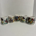 5 Coffee Mugs Cups Butterflies Flowers Ceramic. Fixed Price $24.99.