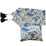 Handmade Table Runner & Pillow Set Blue Jacobean Floral Waverly Fabric. Fixed Price $24.49.