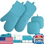 Silicone Oven Mitts Pot Holder KITCHEN-TOWELS100% Cotton Dish For. Fixed Price $52.16.
