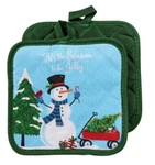 Set Of 2 Snowman Holiday Kitchen Pot Holders Hot Pads Christmas Home Decor 7X7. Fixed Price $9.00.