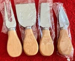 Bekith 4 Pieces Set Travel Cheese Knives With Wood Handle, Stainless New. Fixed Price $20.00.