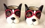 Dog Planters Red Glasses Ceramic Small Succulent Pots New, Set Of 2. Fixed Price $20.00.