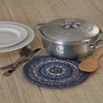 Vhc Brands Great Falls Blue Trivet Hot Pad For Pots Pans, 8", & White. Fixed Price $23.99.