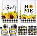 Leinuosen 6 Plaid Sunflower Kitchen Towels Decor And Classic Color. Fixed Price $18.01.
