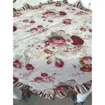 Waverly Topper, 40" Square Tablecloth, Garden Room Pattern, Linen. Fixed Price $35.00.