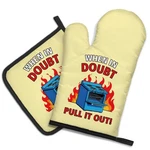 Dyjybmy When Doubt Pull Out Funny Oven Mitts And 11X6.7X1.6IN, Yellow. Fixed Price $22.31.