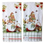 Set Of 2 Garden Bee Gnome Honey Pot Terry Kitchen Towels By Kay Dee Designs. Fixed Price $18.95.