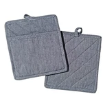 Dii 100% Cotton Solid Chambray Kitchen Set, Potholders, Blue. Fixed Price $15.99.
