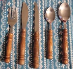 Harbor House Lifetime Cutlery Old Homestead Wood Handle Flatware 5PC Set.. Fixed Price $8.00.