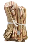 Kitchen Linen Set Towel Pot Holders Mitt & Napkins Striped Retro Yellows Brown. Fixed Price $19.99.