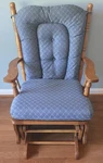 Vintage White Oak Glider Rocker Chair W/ Blue Upholstered Pads Solid Nice!. Fixed Price $94.99.