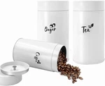 White Coffee Tea Sugar Set 3 Metal With Double Sealing. Fixed Price $14.39.