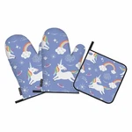 Samgula Unicorn Oven Mitts And Pot Holders Sets Rainbow Clouds 3 Pcs,. Fixed Price $27.94.