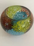 Dale Tiffany Hand Blown Art Glass Green Sky Blue Red Mcm Deco Bowl Vessel. Fixed Price $19.00.