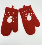 Crate & Barrel Snowman Oven Mitts Set Of 2 Red White Christmas Kitchen Decor. Fixed Price $21.87.