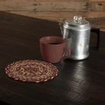 Trivet Burgundy Tan Jute Primitive 8IN Braided Striped Table Decor Vhc Brands. Fixed Price $12.45.