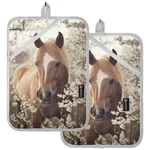 Decor 2PACK Large Kitchen Pocket Pot Holders Set, 3D Horse In Flowers Heat Re.... Fixed Price $20.76.