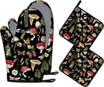 Mushroom Oven Mitts And Pot Holders Sets Of 4 Heat Resistant Silicone Black. Fixed Price $28.88.