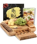 Deluxy Mr. Mrs. Cheese Board 100% Hand Made 4 Slicing Serving Tools No Mess. Fixed Price $47.77.