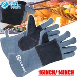 Leather Bbq Grill Stove Gloves Fireproof Heat Resistant Forge Welding Work Mitts. Fixed Price $17.99.