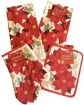 Christmas Dish Towels Kitchen Oven Mitt Potholder Poinsettia Holiday Of 4. Fixed Price $21.72.