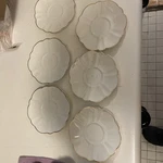 Lot 6 Btat Brew To Tea 4.5 Inch White Round Plate. Fixed Price $15.00.