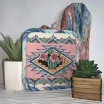 Vintage Pot Holder & Oven Mitt Set Pink Southwestern Cactus Design 2 Piece. Fixed Price $24.00.