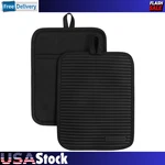 Kitchenaid Ribbed Soft Silicone Pot Holder 2-PACK Set, Matte Black, 7"X9". Fixed Price $12.99.
