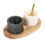 Creative Co-op Marble Bowls W/ Spoon Mango Wood Base, Set Of 2. Fixed Price $51.82.