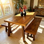 Industrial Solid Wood & Metal Legs Dining Table Bench Set Kitchen Breakfast Nook. Fixed Price $279.99.