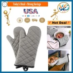 Heat Resistant Oven Mitt Set Of 2 13 Inches Quilted Gray Kitchen Gloves. Fixed Price $21.69.