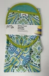 Fiesta Greencove Floral Kitchen Towel, Oven Mitt And Pot Holder Set Turquoise. Fixed Price $34.99.