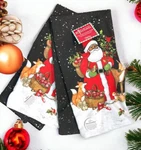 Kay Dee Kitchen Towel Set Of Black Santa Claus 18 X 28 Cotton Terry New. Fixed Price $12.49.