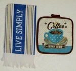 Kitchen Towel Set Live Simply Coffee Theme 2 Pc (1) - Hot Pad. Fixed Price $8.99.