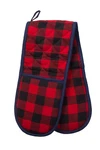 Double Oven Gloves Red Black Check Cotton Polyester Kitchen Dining Gift. Fixed Price $54.52.