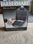Farberware Belgian Waffle Maker 4-SLICE Stainless W/ Locking Lid FSWM400. Fixed Price $22.00.