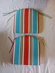 Lot Of 2 Vintage Pier One Striped Outdoor Chair Pads W/ties. Fixed Price $25.00.