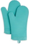 Kitchenaid Ribbed Soft Silicone Oven Mitt Set, 7"X13", Aqua Sky 2 Count. Fixed Price $29.09.