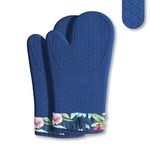 Hometyger Pair Of 2 Heat-resistant Silicone Oven Mitts Extra Blue Flora. Fixed Price $19.78.