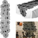 Dii Polyester Lace Table Runner Black Spider Web 18X72" Perfect For Halloween. Fixed Price $12.99.