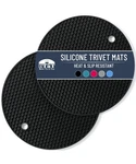 Btat Silicone Mats, 2 Pack - Black Round Trivets For Hot Pots.... Fixed Price $12.88.
