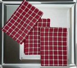 New Set Of 3 Park Imports & Design Plaid Loomed Burgundy Hand Dish Kitchen Towel. Fixed Price $28.99.