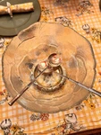 3 Pc Godinger Crystal Leaf Salad Set W/silver Plate Base & Utensils Italy. Fixed Price $35.99.