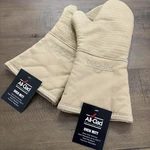 All-clad Metalcrafters (2) Oven Mitts W/ Easy Grip Silicone Cappuccino Beige. Fixed Price $29.95.