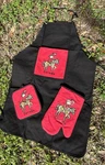 Royal Canadian Mountain Police Apron And Oven Mitt Set. Fixed Price $32.42.