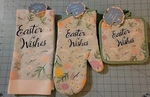 Greenbrier: "easter Wishes" Kitchen Towel, Mitt & Pot Holders, New Free Shipping. Fixed Price $16.00.