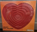 New Le Creuset Heart Shape Cherry Red Silicone Trivet Pot Holder Free Ship. Fixed Price $40.00.