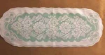 Victorian Rose Place Mats 36" Table Runners Light Ivory Over Seafoam Green. Fixed Price $29.00.