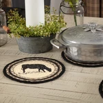 Vhc Brands Sawyer Mill Charcoal Cow Jute Trivet 8, Set Of 3. Fixed Price $33.89.